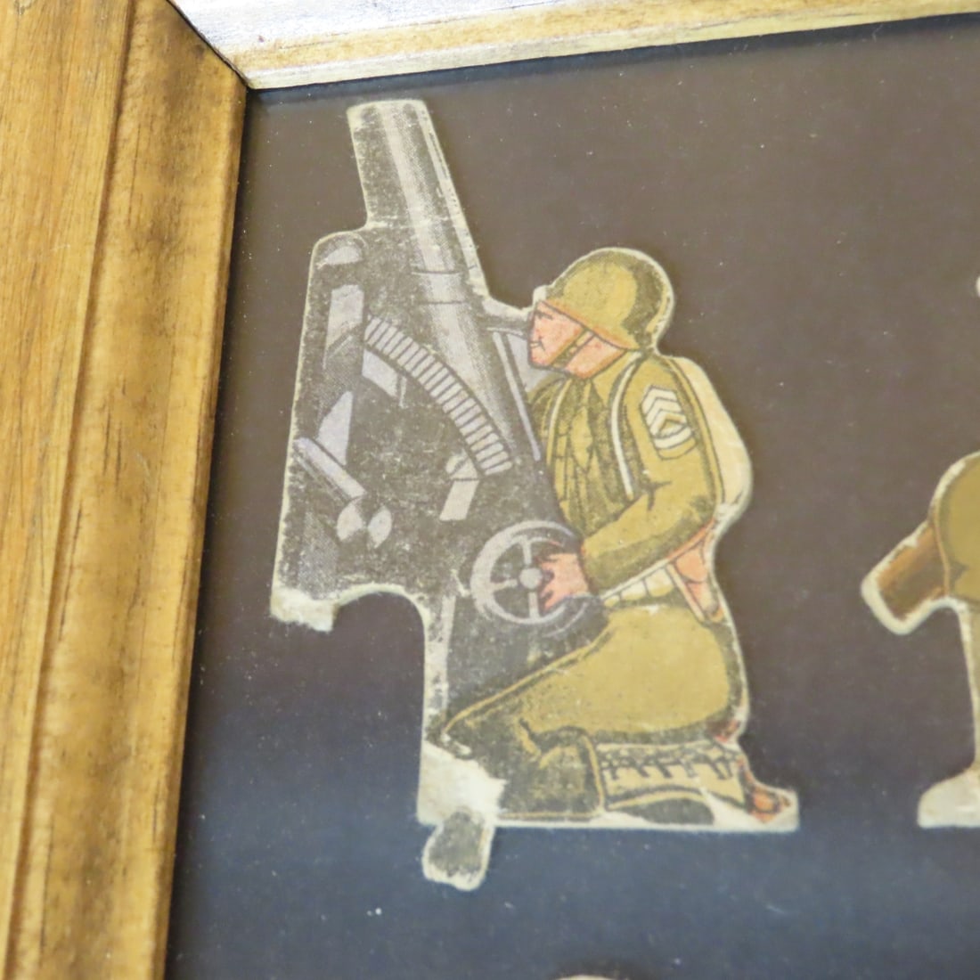 Framed WWII Era US Army Game Pieces & Punch Cards - 13