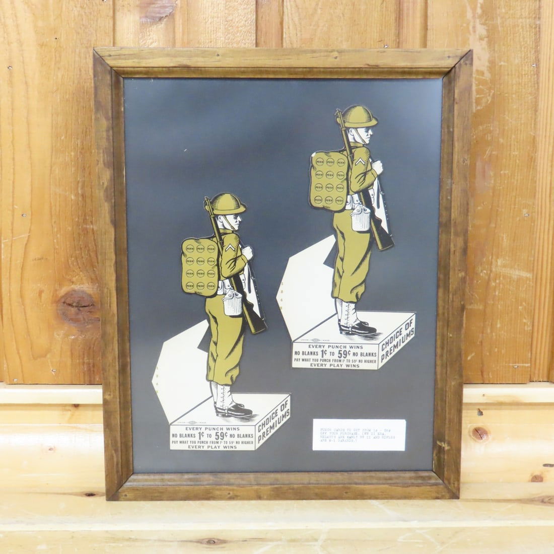 Framed WWII Era US Army Game Pieces & Punch Cards - 2