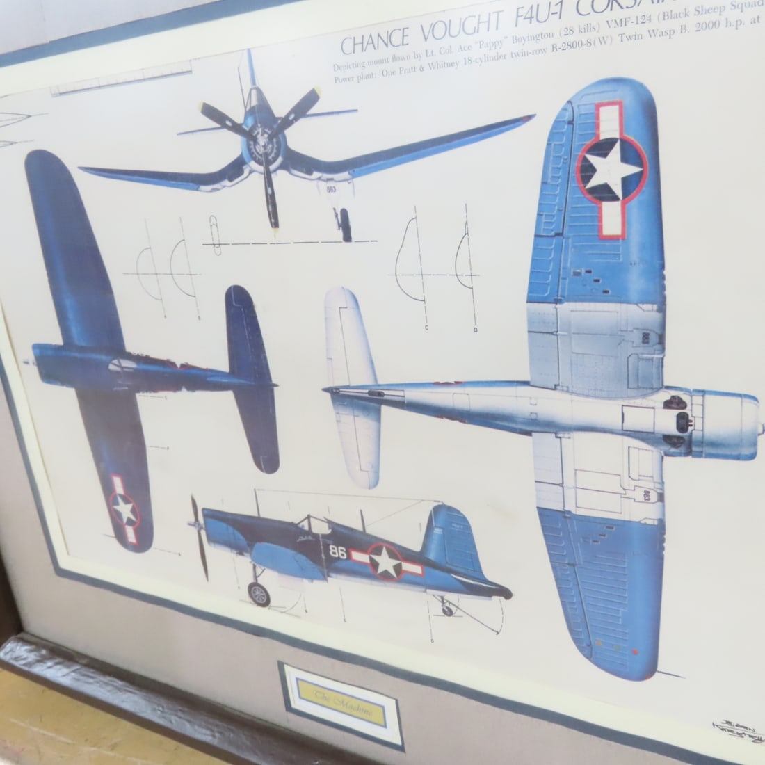 Framed British & US Military Wartime Aircraft Art - 15