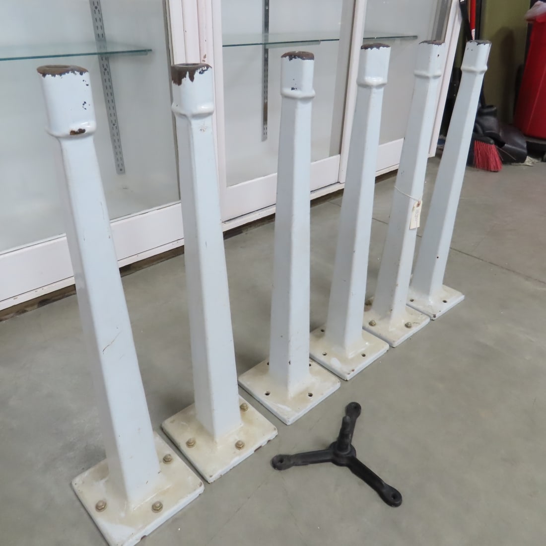 6 Vintage Cast Iron, Porcelain Stool Stands - 2