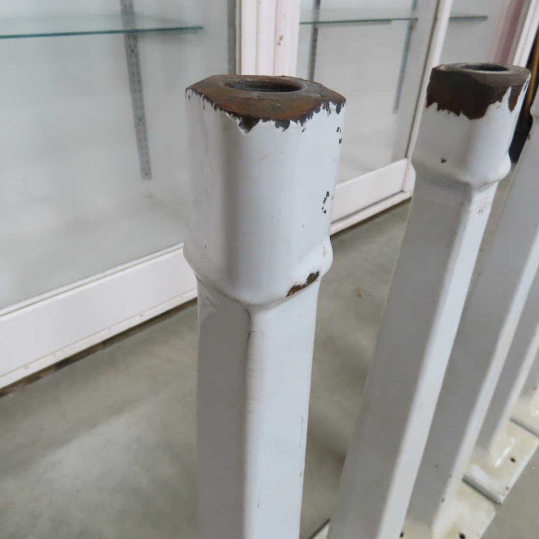 6 Vintage Cast Iron, Porcelain Stool Stands - 4