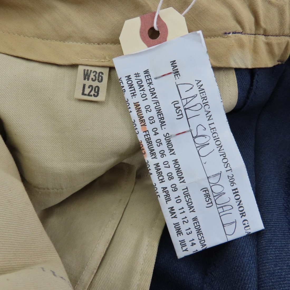 13 Pair Vintage US Military Dress Pants & 2 Caps - 13