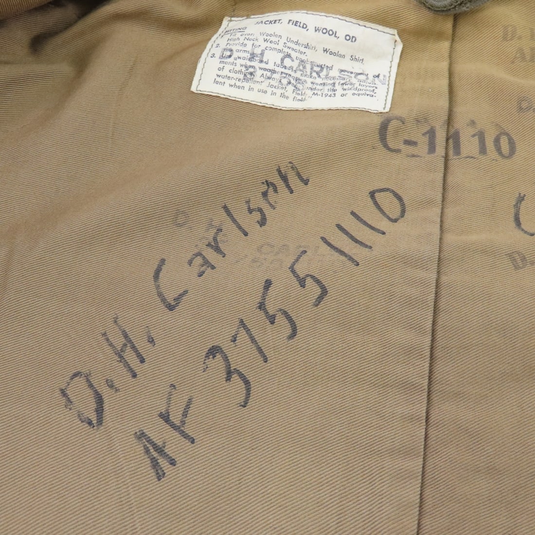 WWII US Army Olive Drab "Ike" Field Jacket, Named - 6