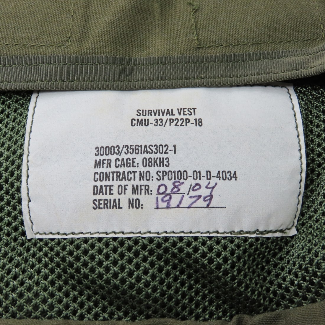 USMC CMU 33/P22P-18 Airsave Survival Vest, Olive - 4