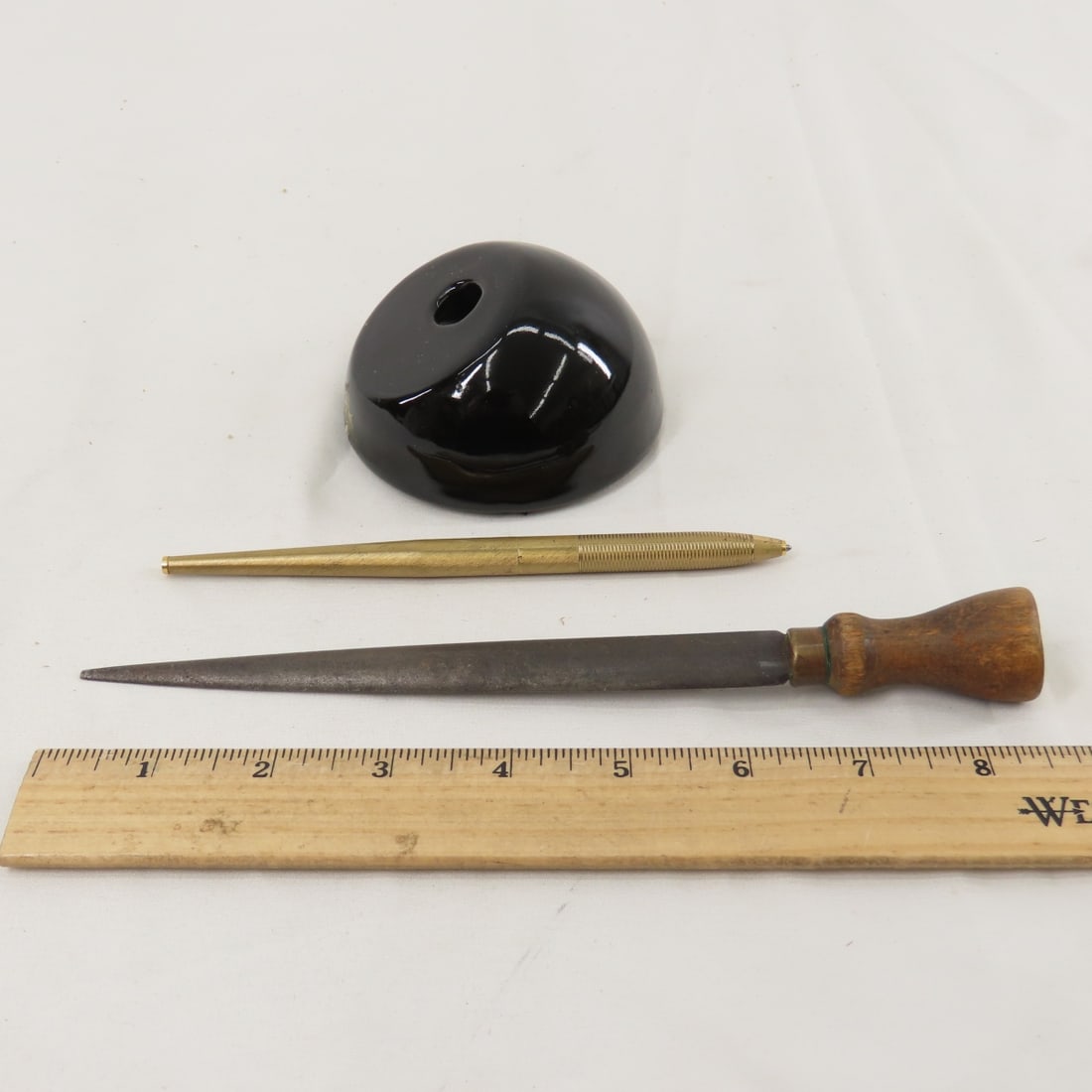 Inlay Writing Desk, Ink Wells, Postcards & More - 16