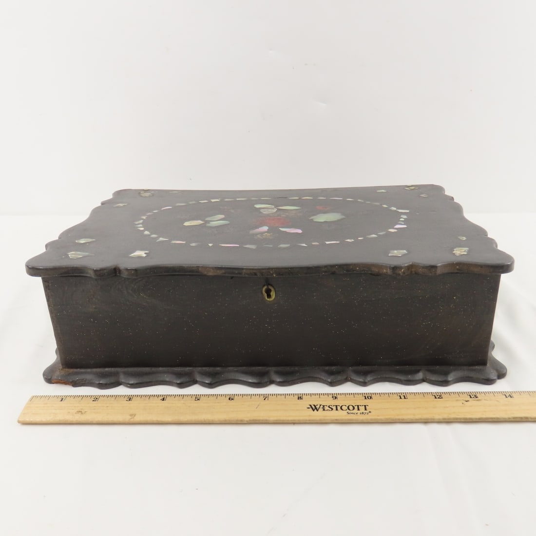 Inlay Writing Desk, Ink Wells, Postcards & More - 4