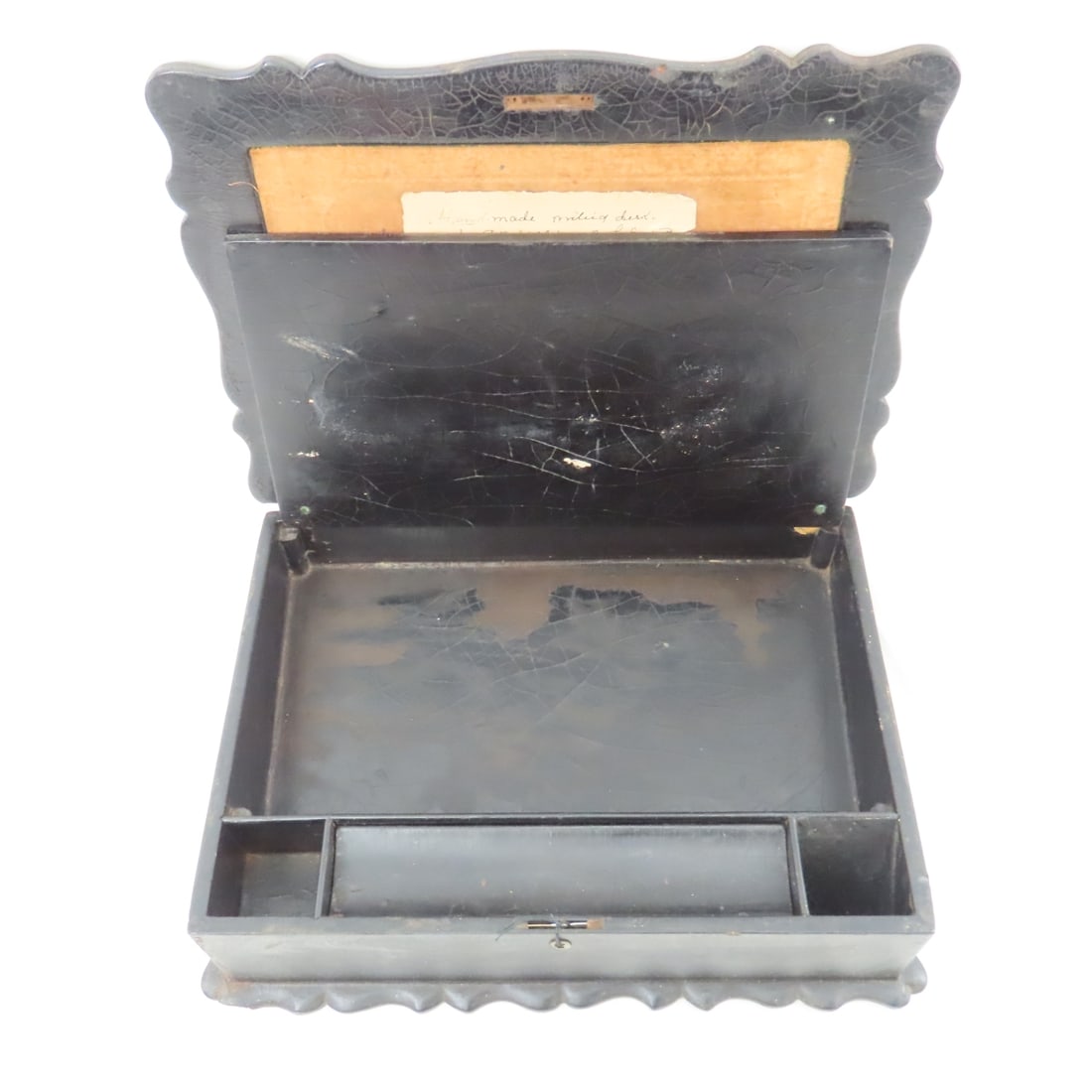 Inlay Writing Desk, Ink Wells, Postcards & More - 7