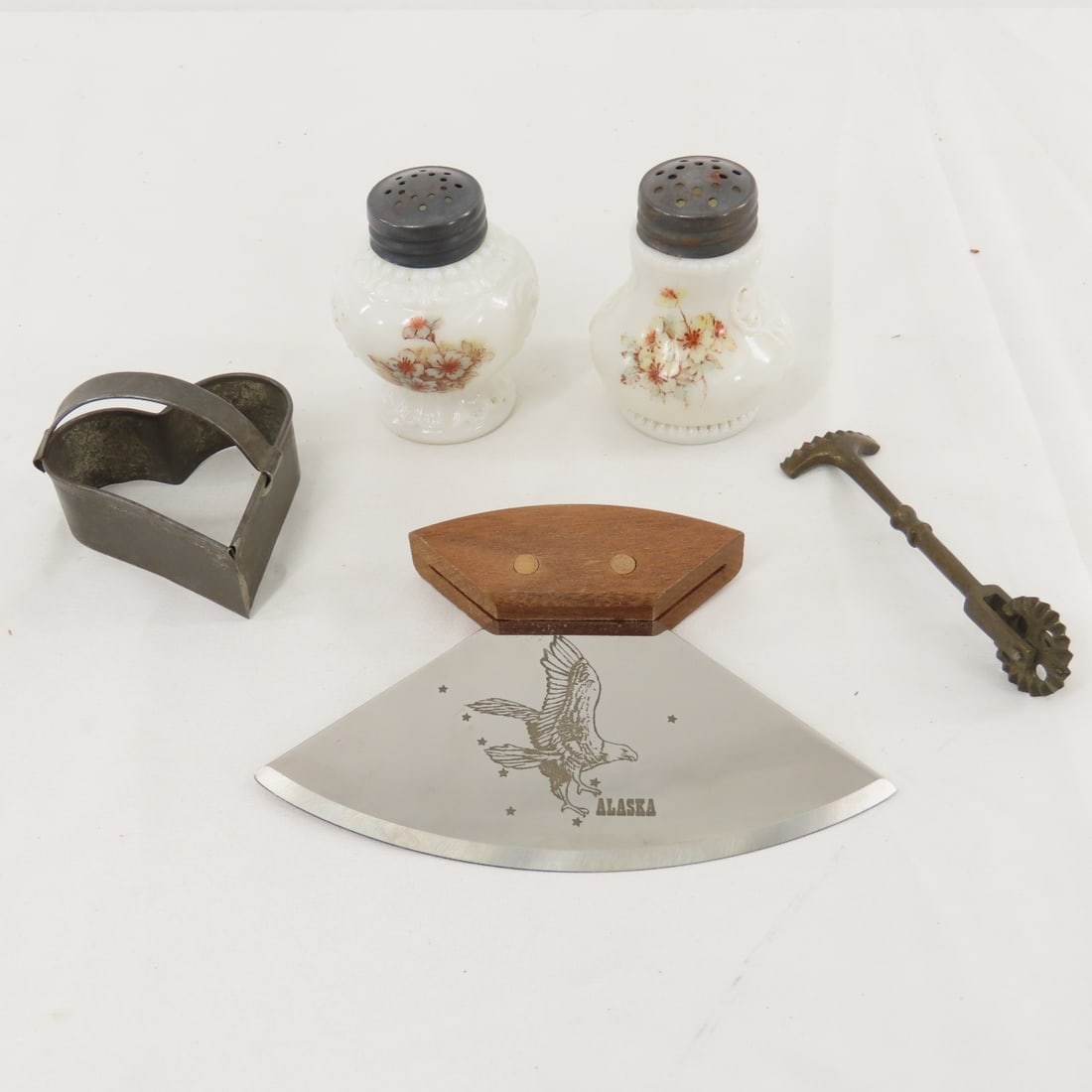 Vintage Wood Spice Drawers & Milk Glass Jars - 16