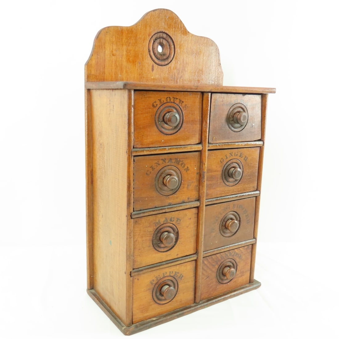 Vintage Wood Spice Drawers & Milk Glass Jars - 2