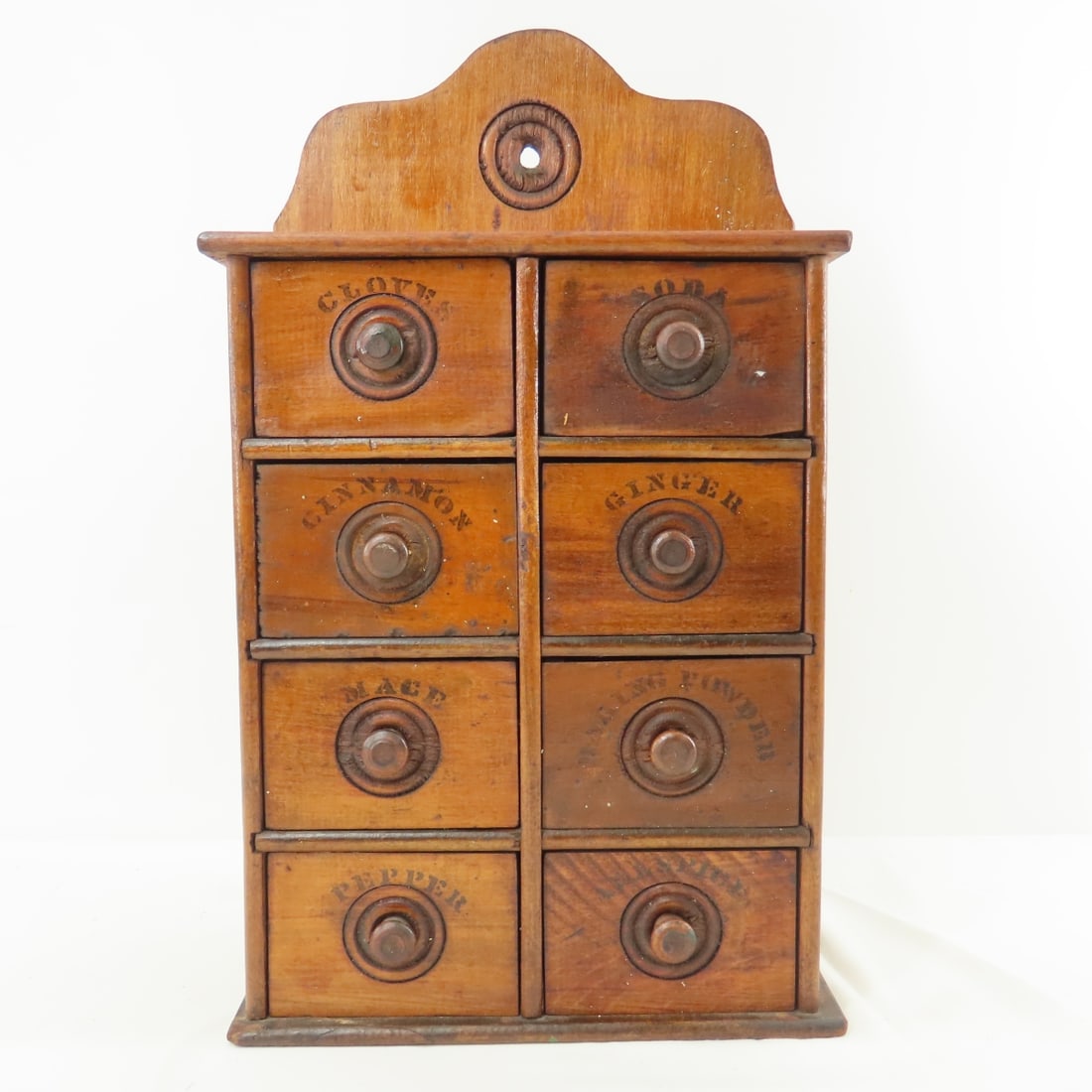 Vintage Wood Spice Drawers & Milk Glass Jars - 3