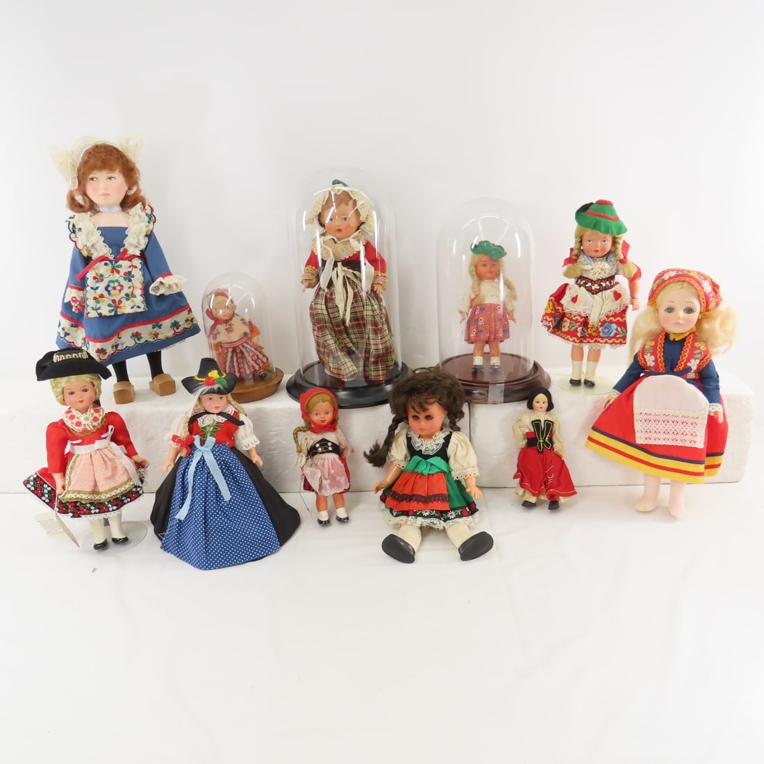 Celluloid, Plastic & Vinyl Dolls of the World: Celluloid, Plastic & Vinyl Dolls of the World - Hans Volk 10" German vinyl/plastic doll, 13" plastic Effanbee Dutch doll, 12" Effanbee Norwegian doll- no shoes, 9" Schmider Franzi Salzburg plastic