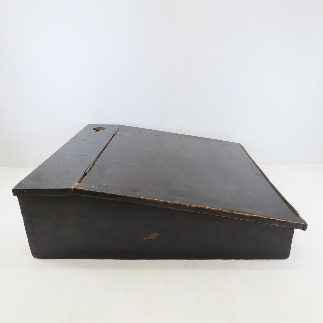 Antique Wood Clerk's Writing Desk & Brass Lamp - 10