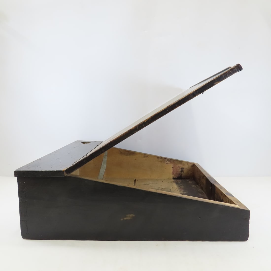 Antique Wood Clerk's Writing Desk & Brass Lamp - 11