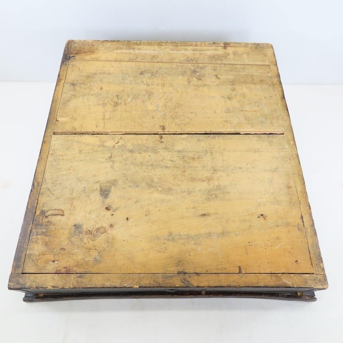 Antique Wood Clerk's Writing Desk & Brass Lamp - 14