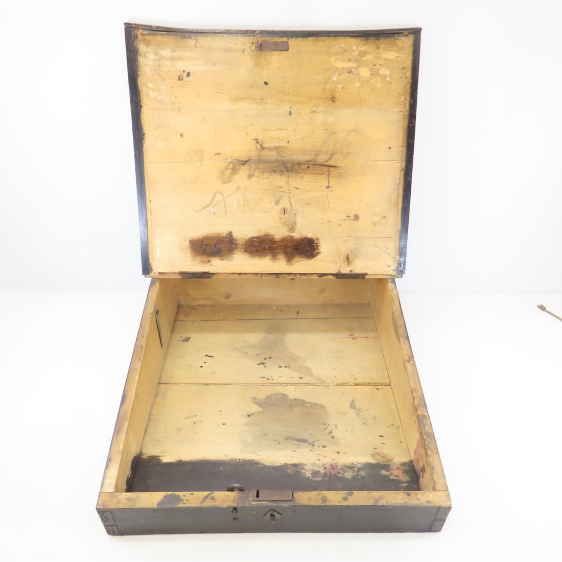 Antique Wood Clerk's Writing Desk & Brass Lamp - 6