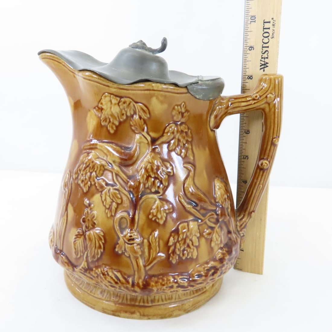 2 Bennington Rockingham Pottery Pitchers - 10