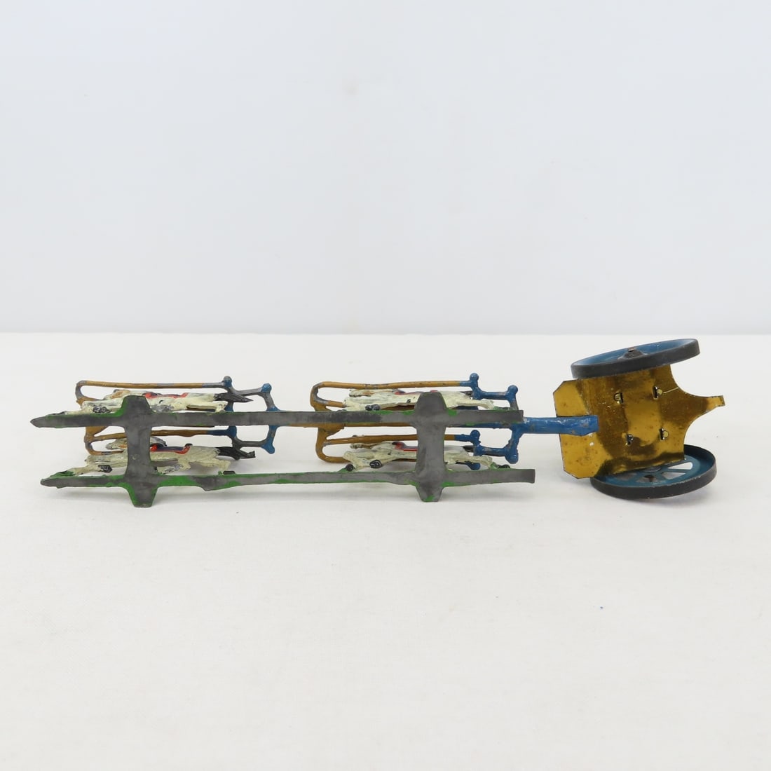 Tin & cast metal horse drawn carts, toy cannon - 5