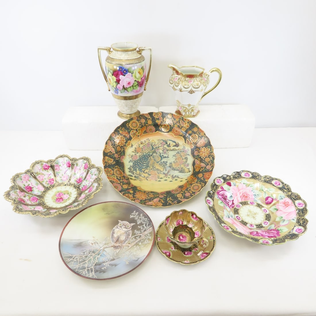 Royal Satsuma style tray & Nippon bowls & vases (1 of 20)