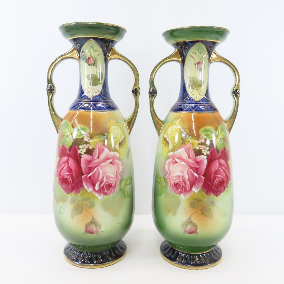 Pair of Vintage Sparta Vases 14.5" tall: Pair of Vintage Sparta Vases 14.5" tall - both marked SPARTA on bottom. Lot Size 15x10x6" 7lb Photos are part of description. (Live Auctioneers only shows a max of 20 photos). Please ask questions