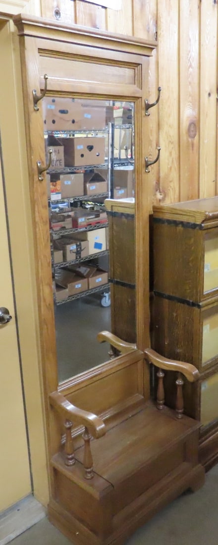 Modern Hall Tree with mirror & bench with storage (1 of 6)