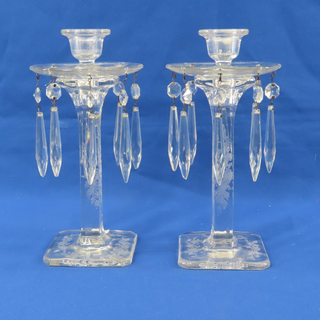 Fostoria Baroque & Etch C-2 Pattern Candelabras - 6
