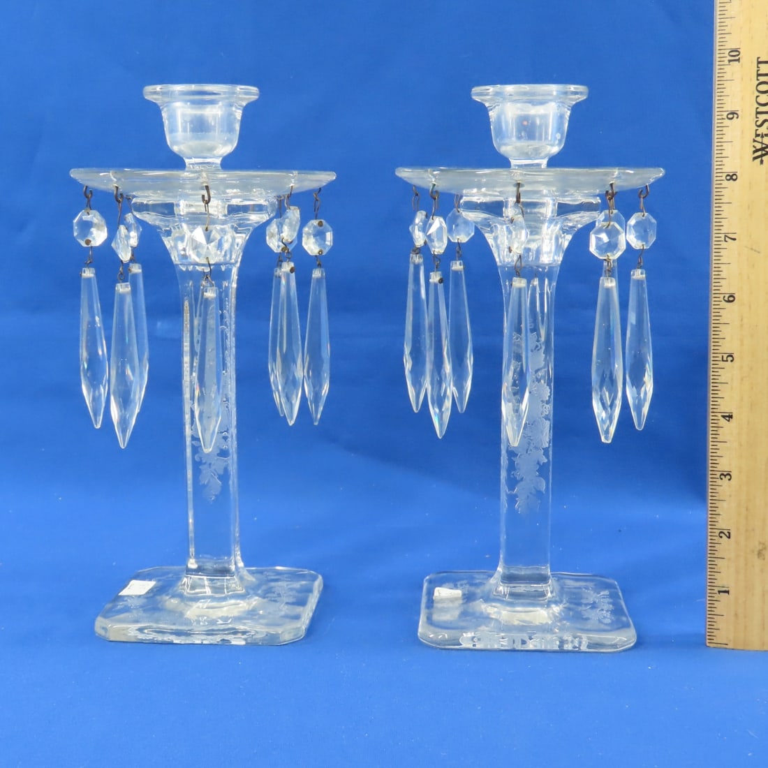 Fostoria Baroque & Etch C-2 Pattern Candelabras - 9