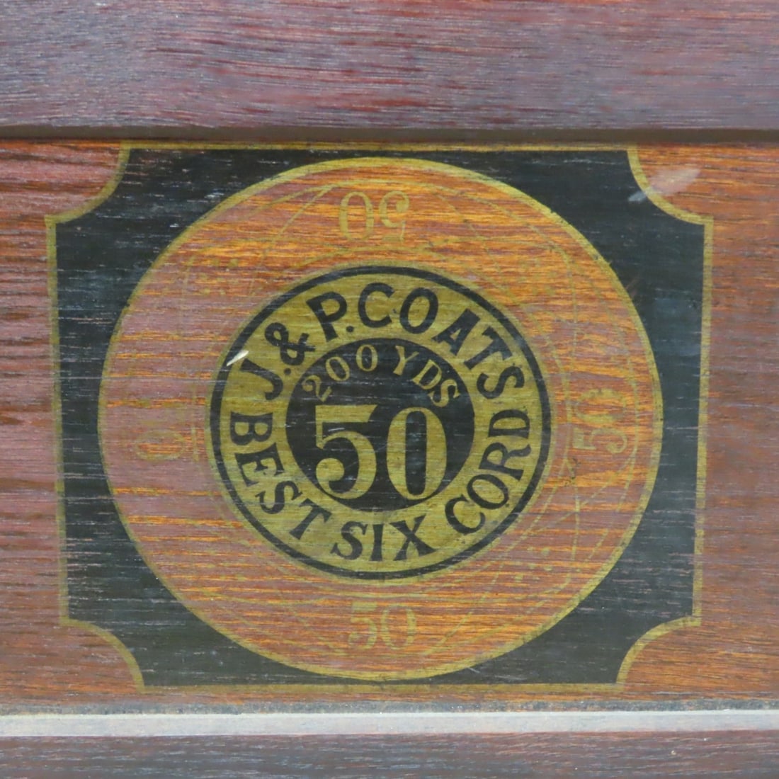 Antique J & P Oak Six Cord Spool Cabinet - 10