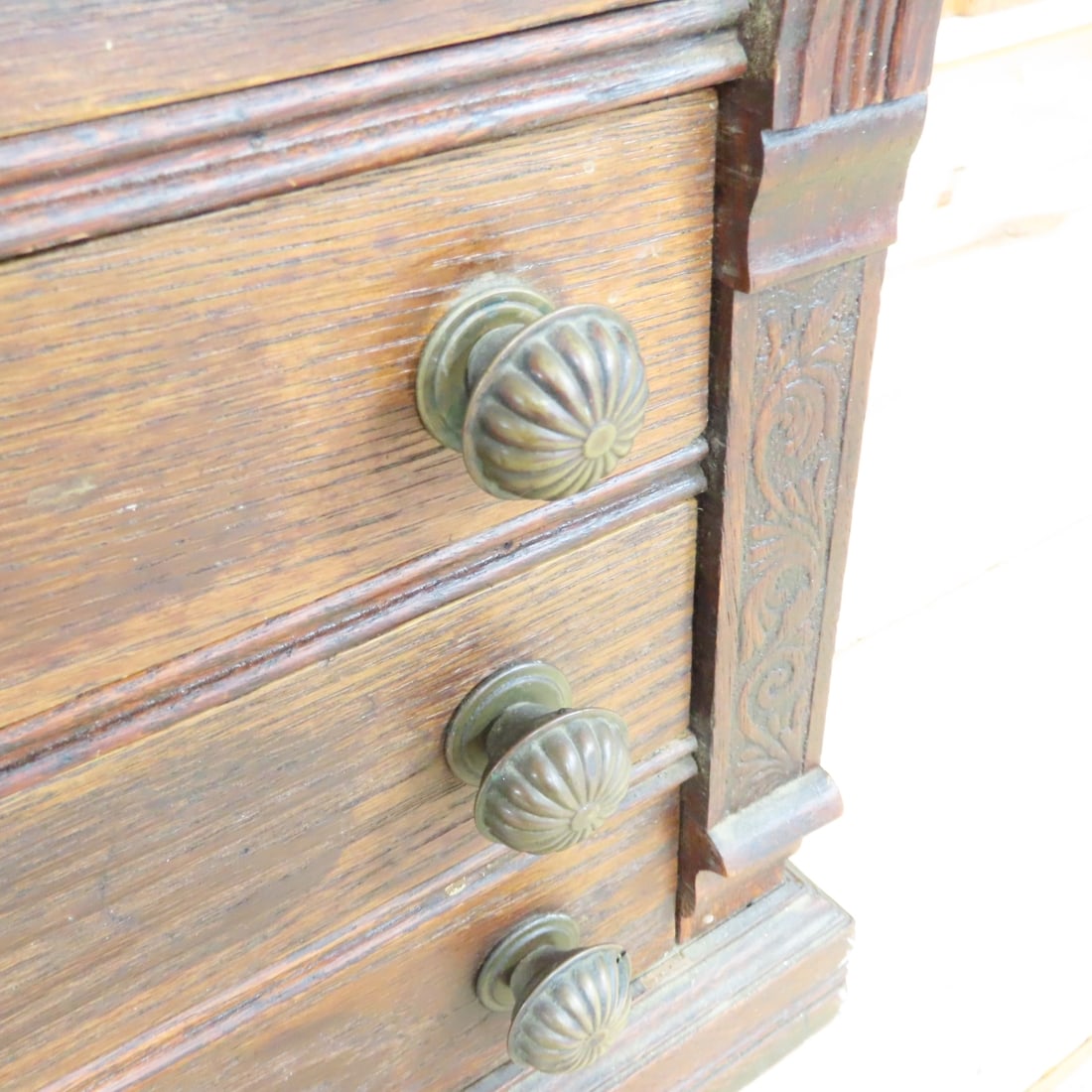 Antique J & P Oak Six Cord Spool Cabinet - 12