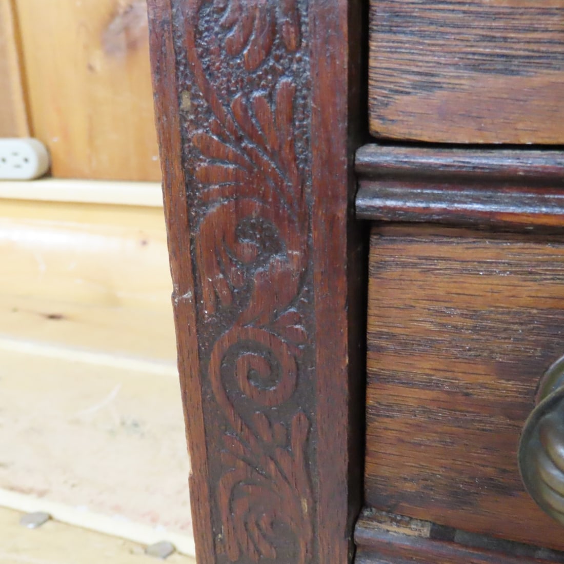 Antique J & P Oak Six Cord Spool Cabinet - 13