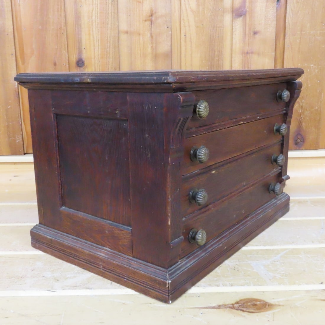 Antique J & P Oak Six Cord Spool Cabinet - 8