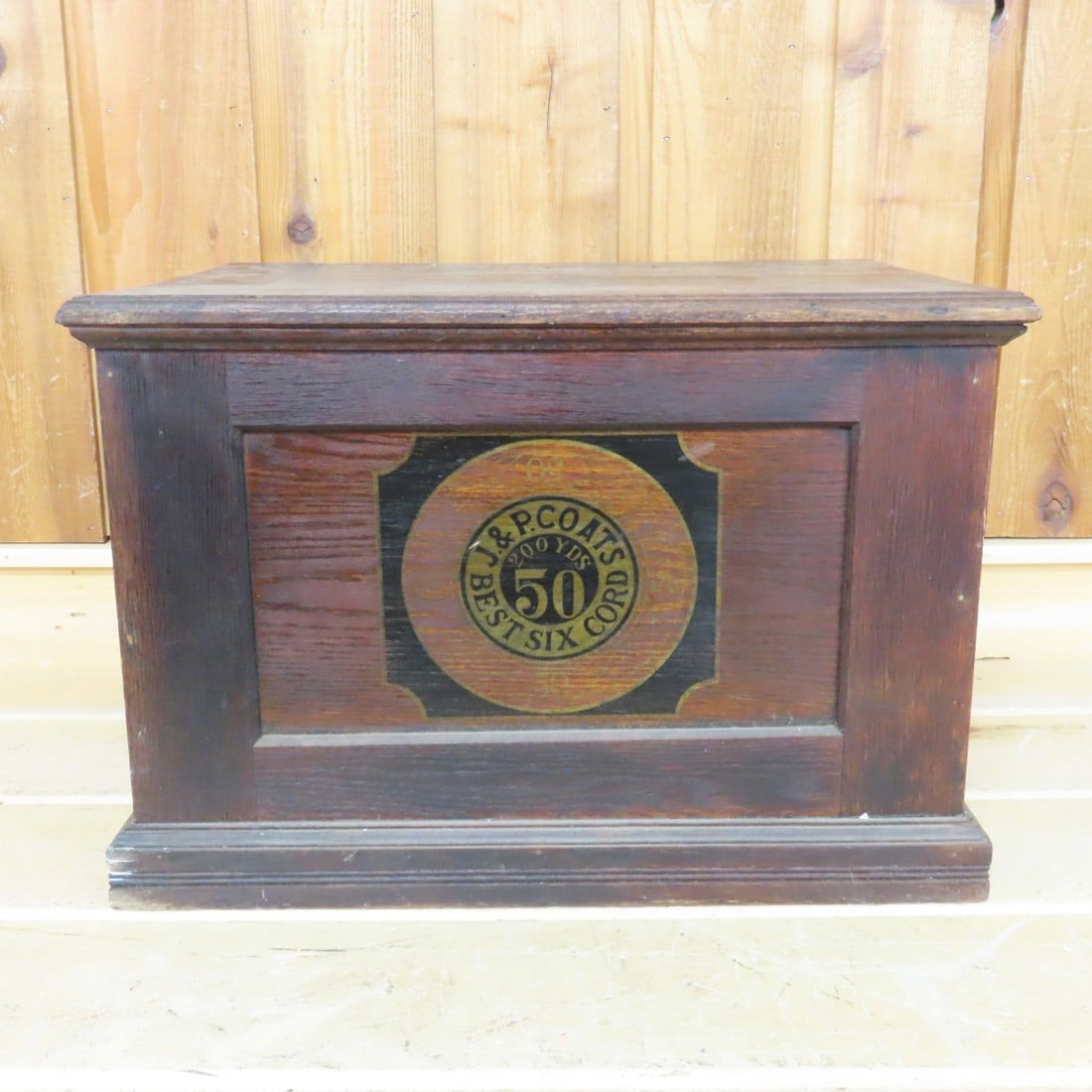 Antique J & P Oak Six Cord Spool Cabinet - 9