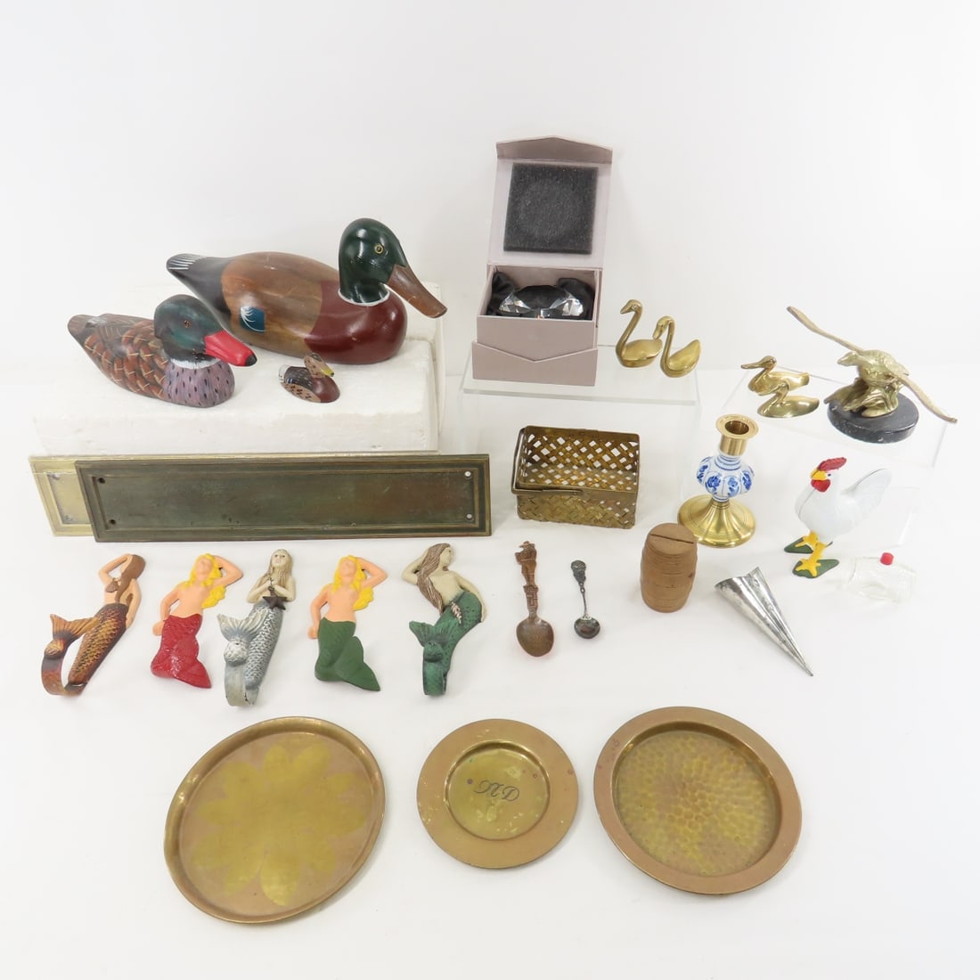 Hand Carved Wood Ducks, Brass Birds, Trays & More (1 of 18)