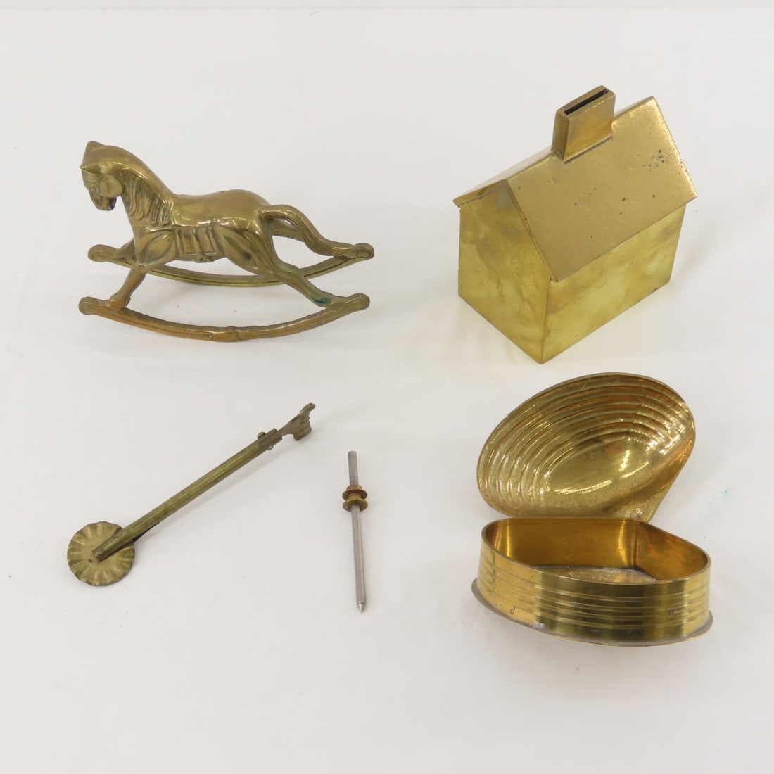 Vintage Brass Fruit Bowl, Wind Chime, Bank & More - 8