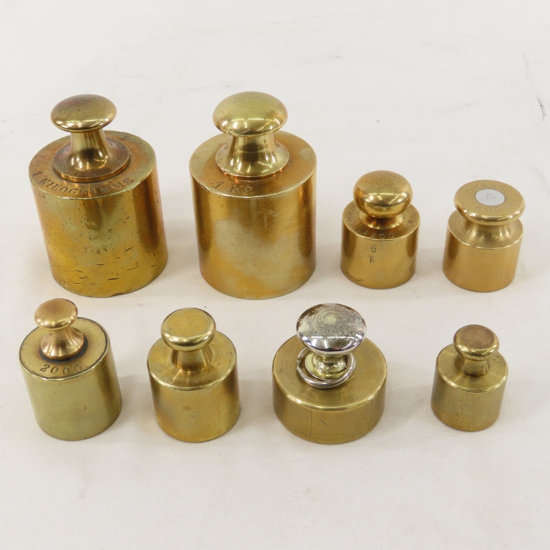 Collection of Vintage Solid Brass Scale Weights - 12