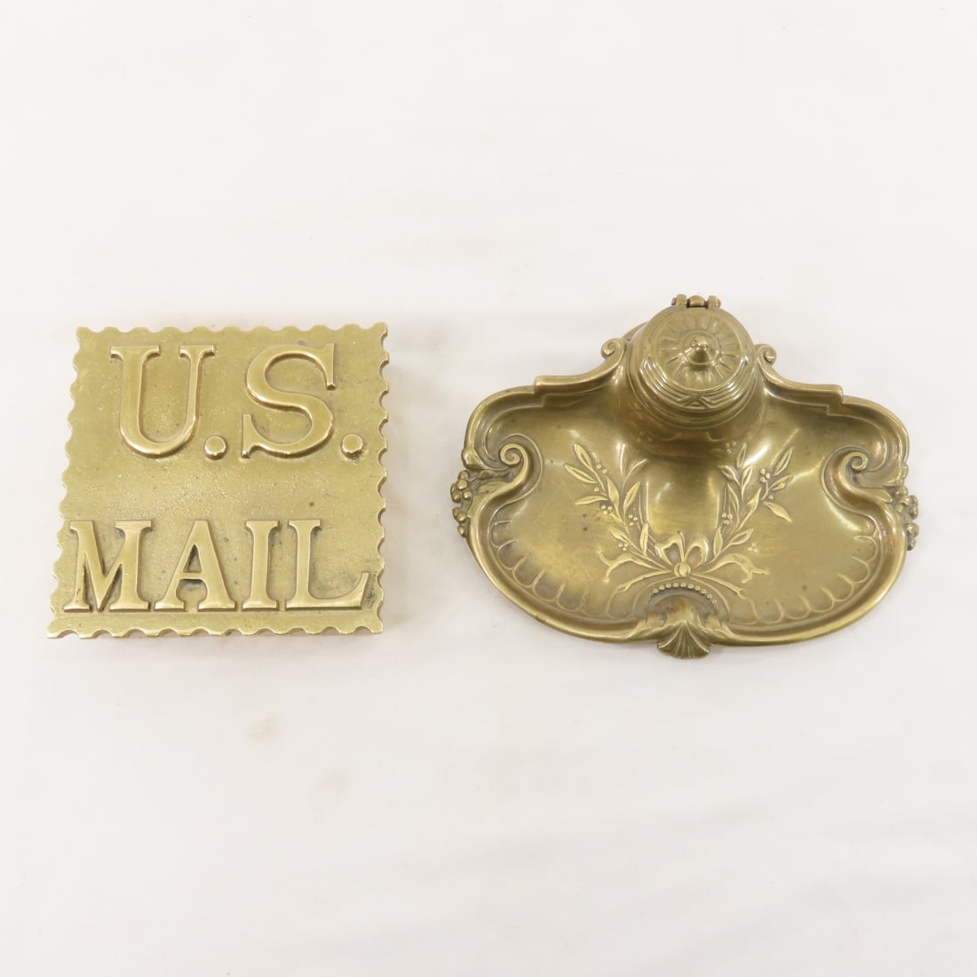 Antique Brass Inkwell & Advertising Letter Openers - 2