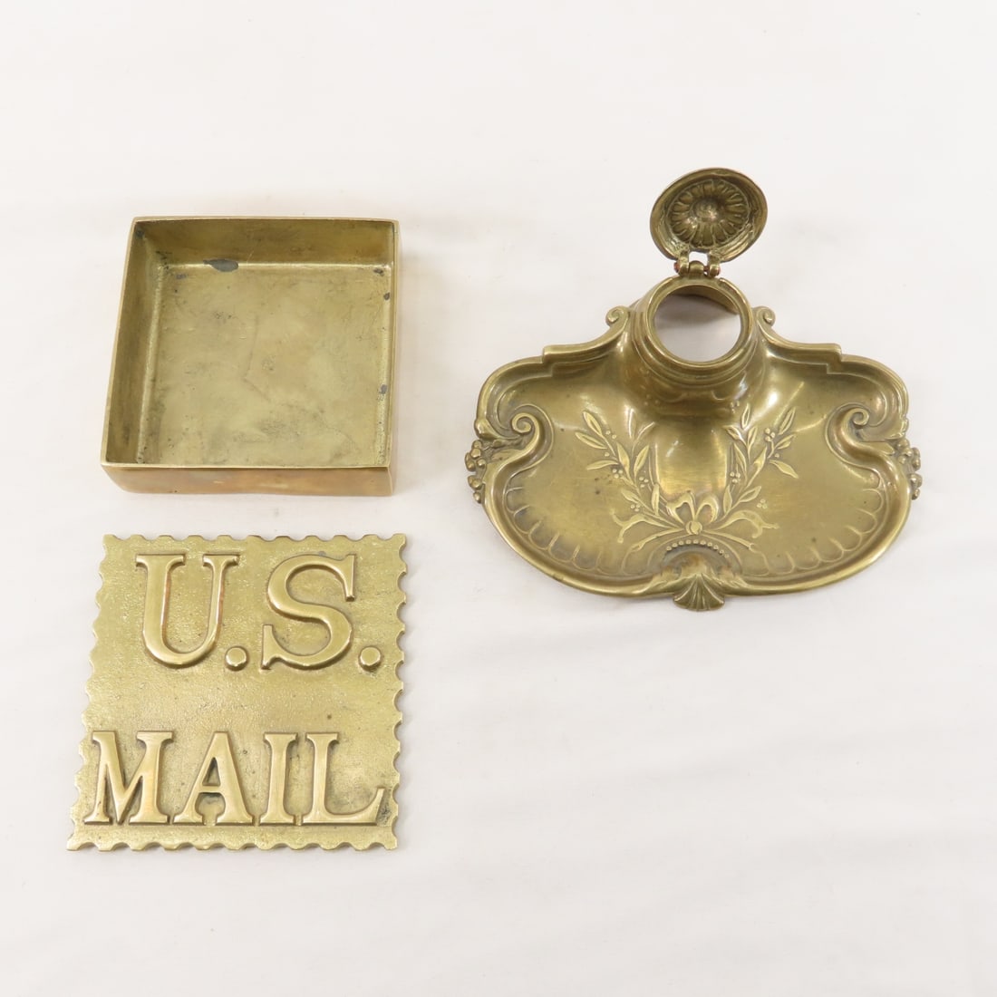 Antique Brass Inkwell & Advertising Letter Openers - 3