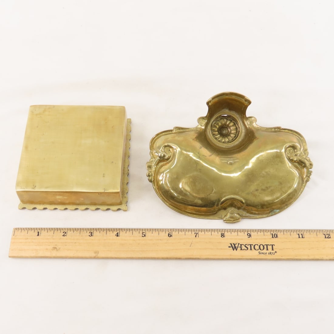 Antique Brass Inkwell & Advertising Letter Openers - 4