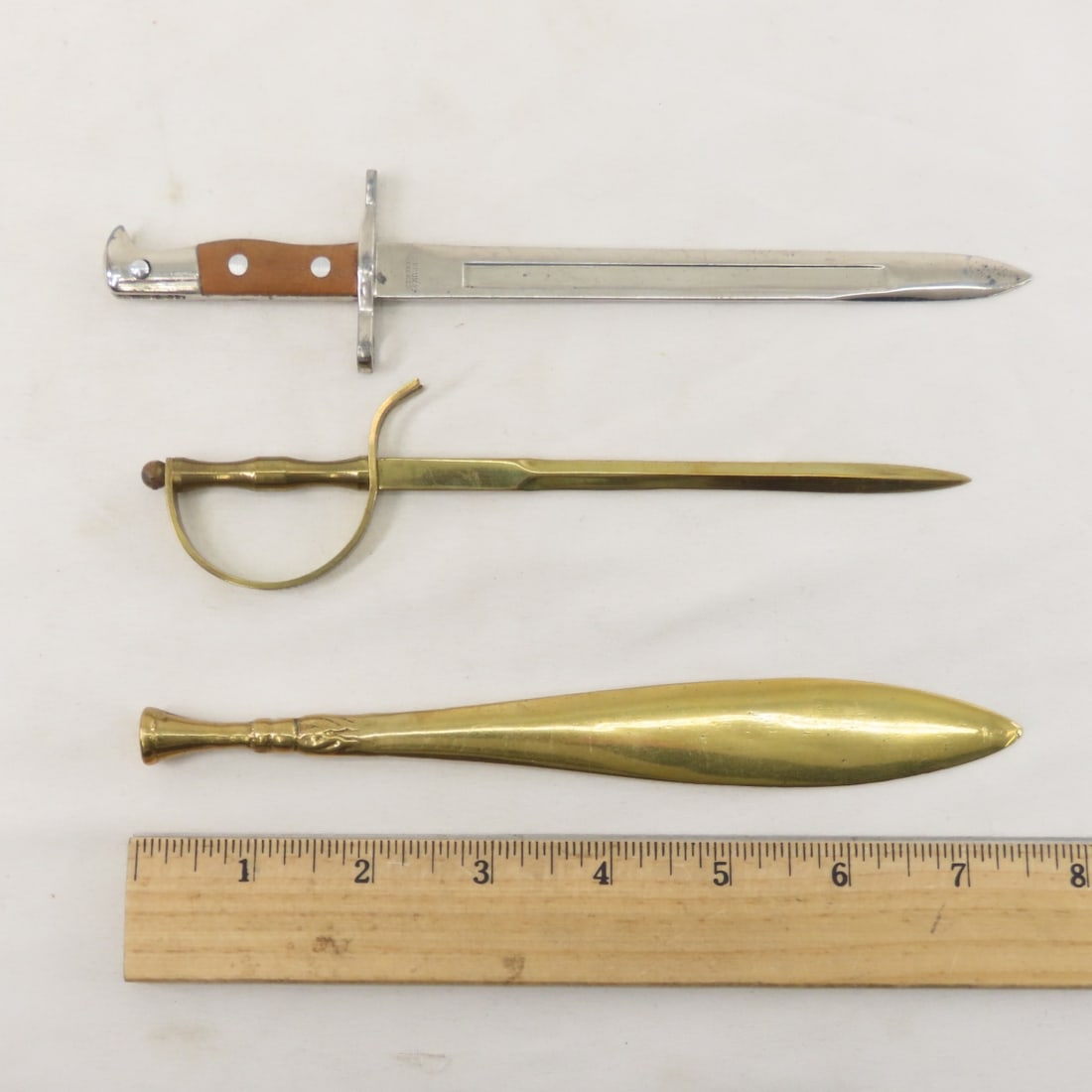 Antique Brass Inkwell & Advertising Letter Openers - 8