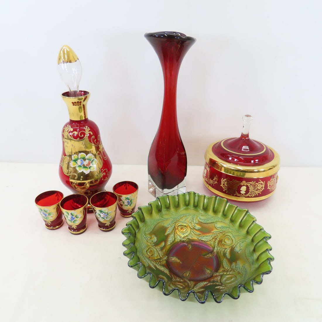 Italian Gold Trim Ruby Red Glass, Fenton & More (1 of 19)
