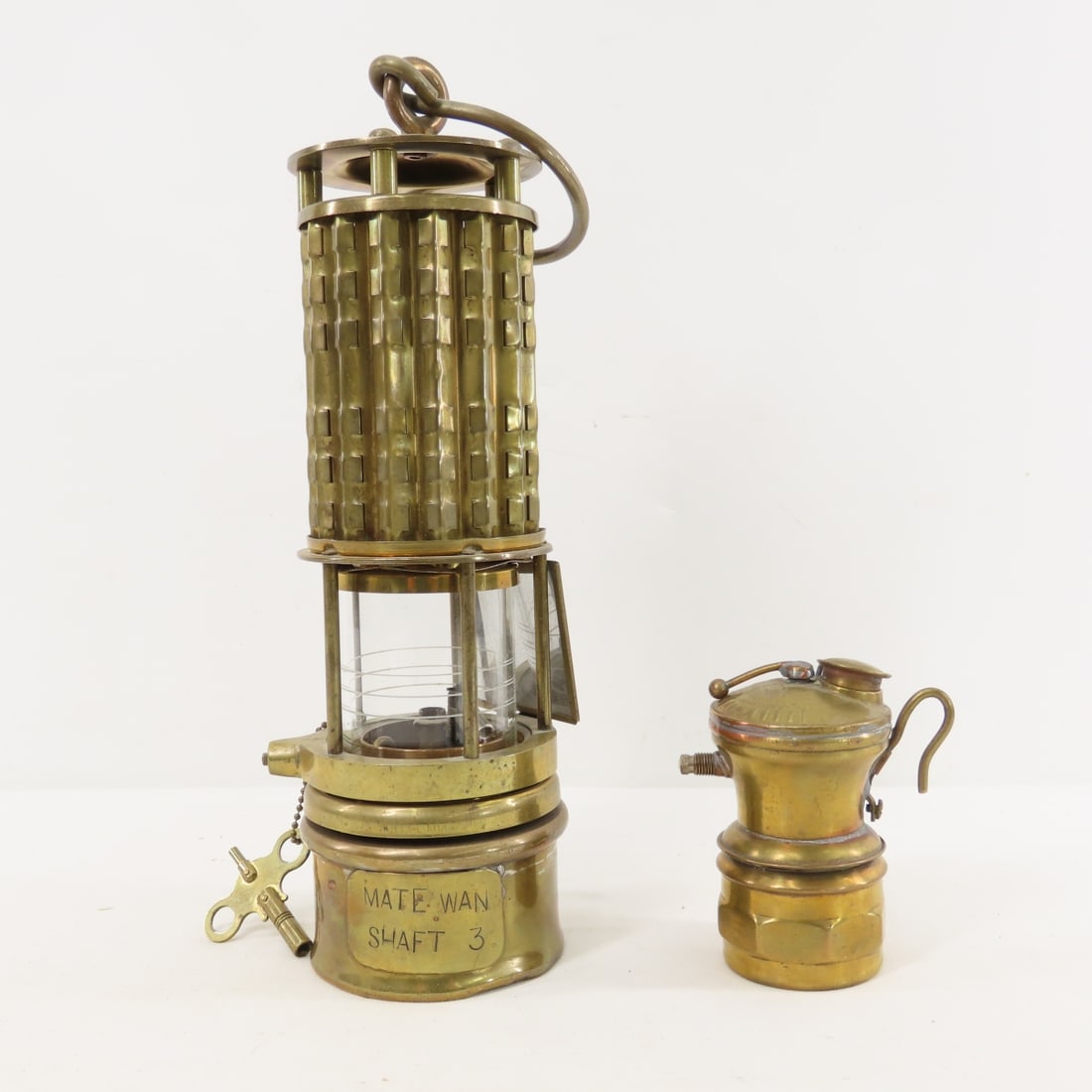 Antique Brass Miner's Wolf Safety Lamp & Auto-Lite (1 of 18)