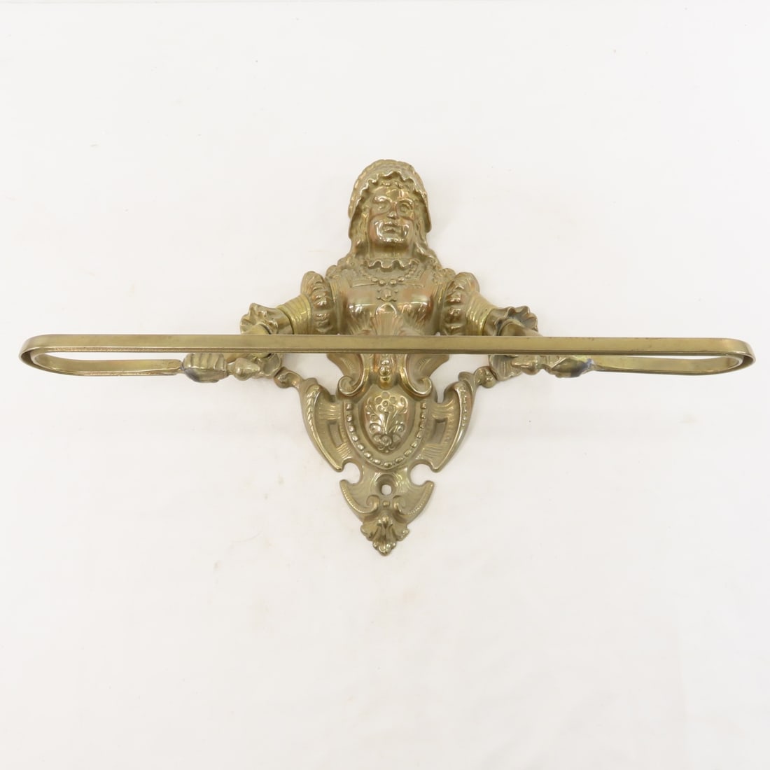 Antique Victorian Brass Towel Bar & Door Handle - 2