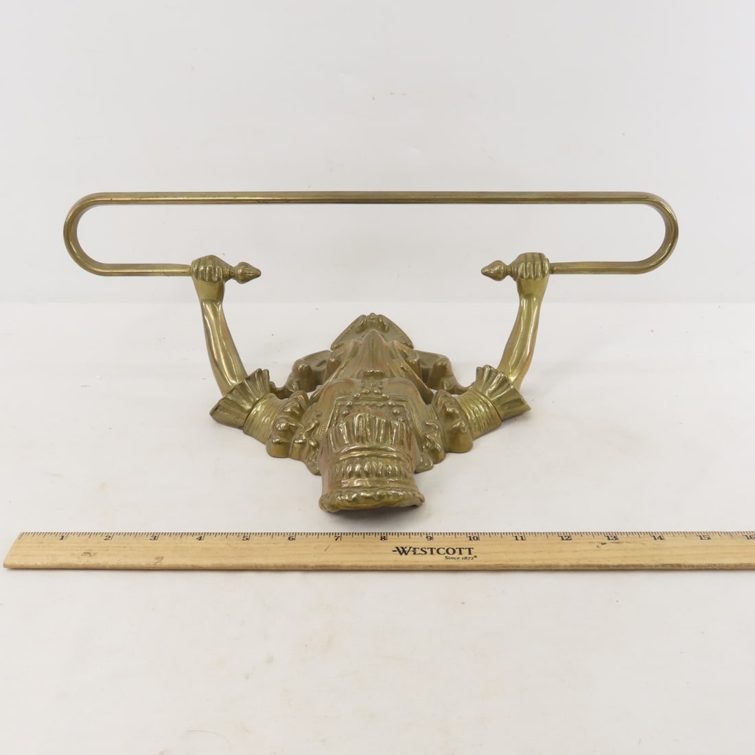 Antique Victorian Brass Towel Bar & Door Handle - 6