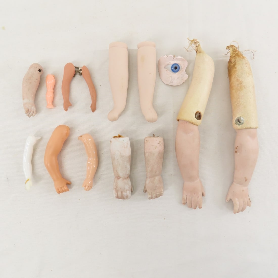 5 Antique Bisque Heads and 2 Cloth Doll Bodies - 17