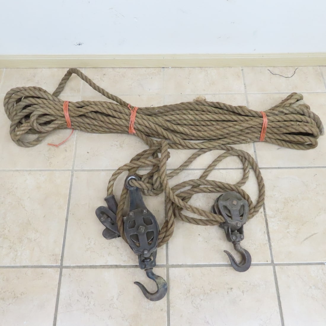 Block & Tackle, Rope, Gas Stove & Small Barrel - 12