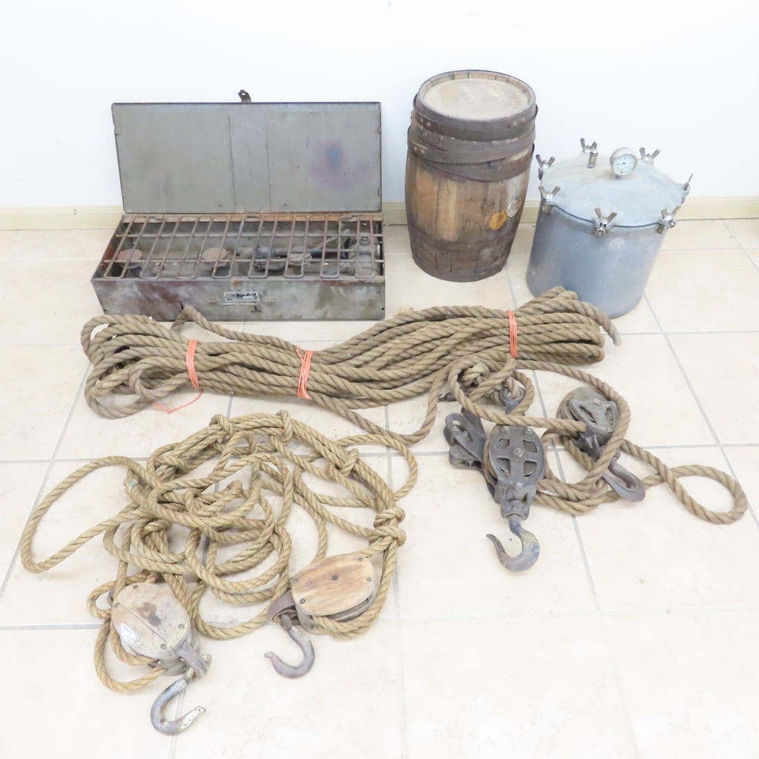 Block & Tackle, Rope, Gas Stove & Small Barrel (1 of 20)