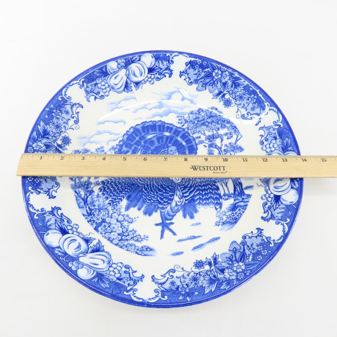 6 Japanese Flow Blue Plates and 1 Platter - 16