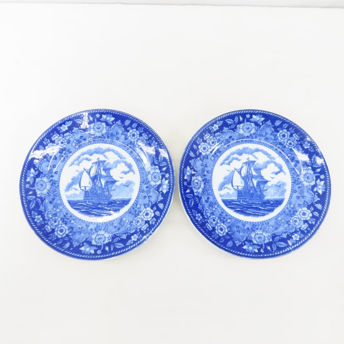 6 Japanese Flow Blue Plates and 1 Platter - 2