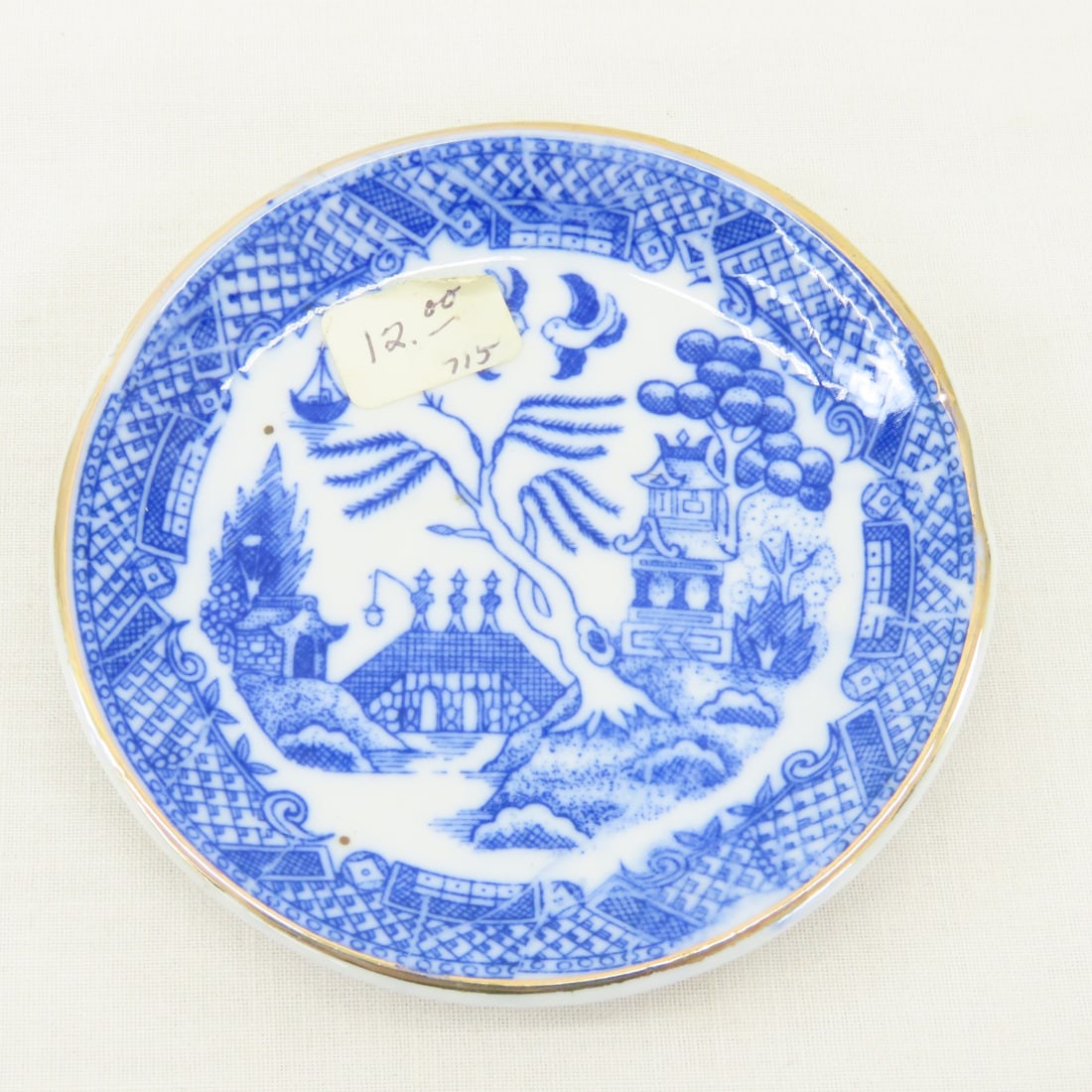 6 Japanese Flow Blue Plates and 1 Platter - 9