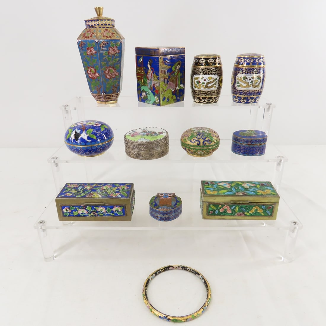 Cloisonne trinket boxes, stamp boxes and more (1 of 16)