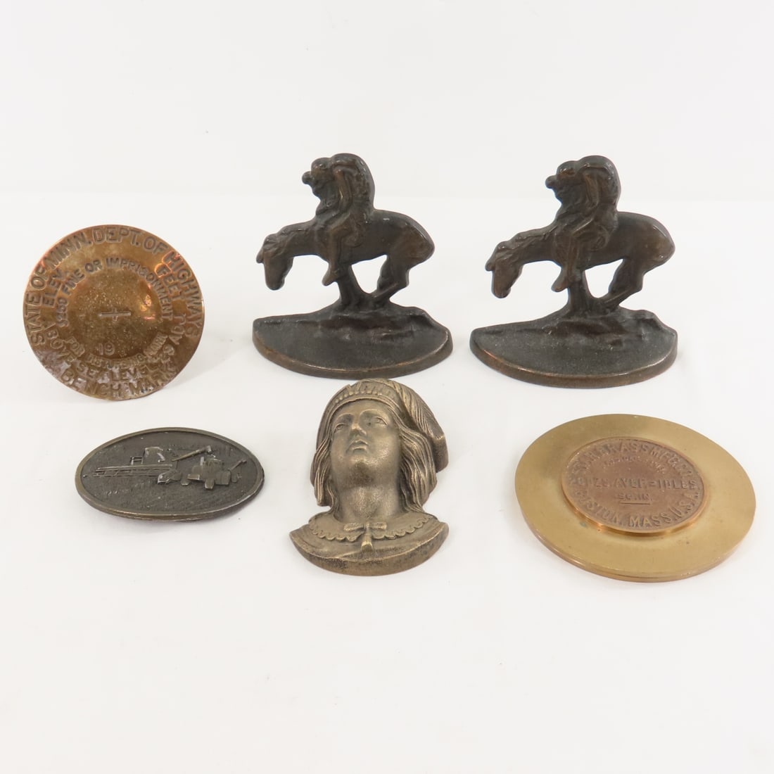 Vintage Bookends, Brass Survey Markers & More (1 of 20)